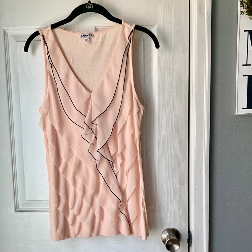 3 for $25! Express Light Pink Chiffon Ruffled Top